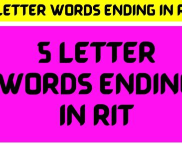 5 Letter Words Ending In RIT