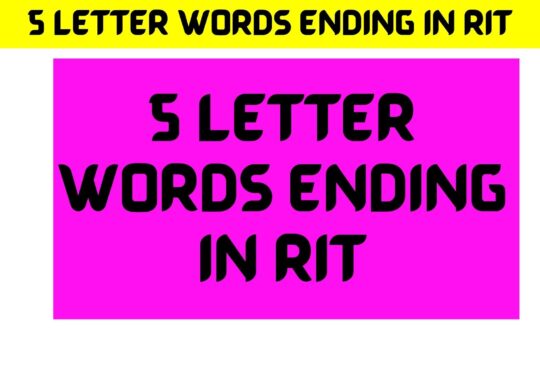 5 Letter Words Ending In RIT